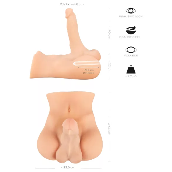 Realistixxx Deluxe Man 02 - vyrų torsas - natūralios spalvos