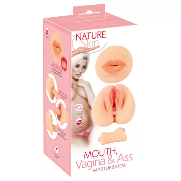 Nature Skin - masturbatorius vagina ir burna - natūralios spalvos