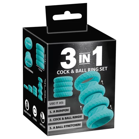 You2Toys - 3 viename penio ir sėklidžių žiedų rinkinys (turkio spalvos)