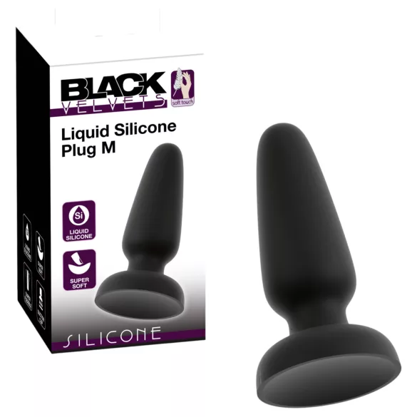 Black Velvets - silikoninis analinis kaištis su siurbtuku (juodas) - M