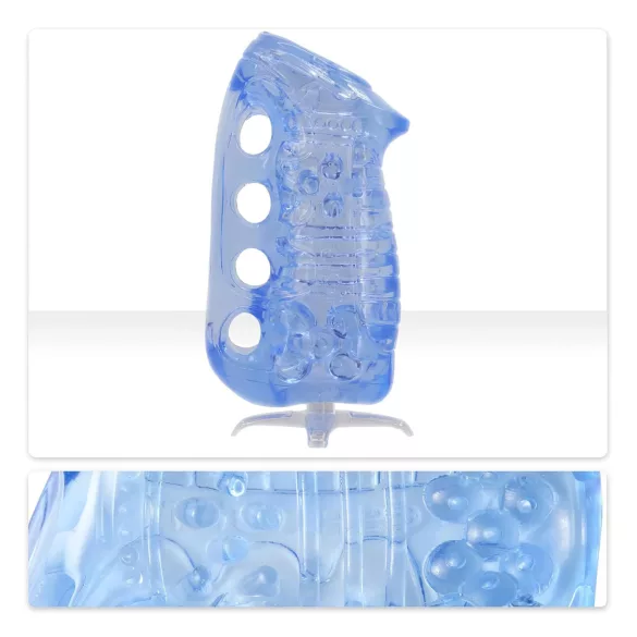 Fleshlight Fleshskins Grip Blue Ice - iš abiejų galų atviras masturbatorius (mėlynas)