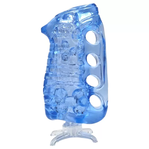 Fleshlight Fleshskins Grip Blue Ice - iš abiejų galų atviras masturbatorius (mėlynas)