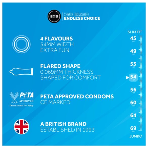 EXS - prezervatyvai - įvairių skonių - 12 vnt