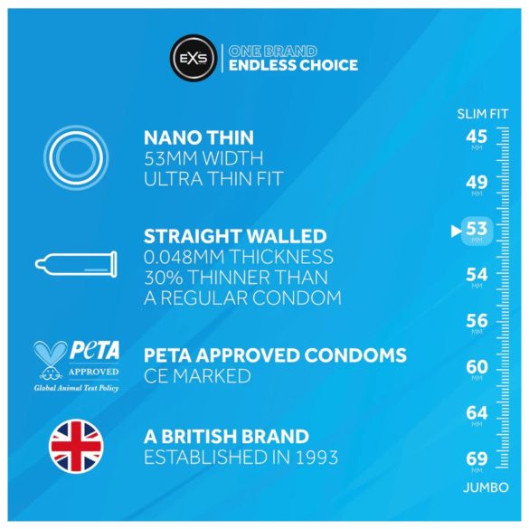 EXS Nano Thin - prezervatyvai - itin ploni - 12 vnt.