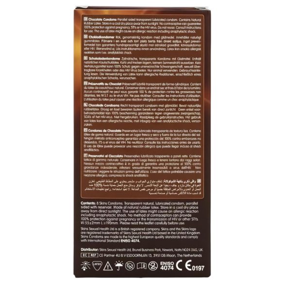 Skins - prezervatyvai su šokolado skoniu - 8 vnt