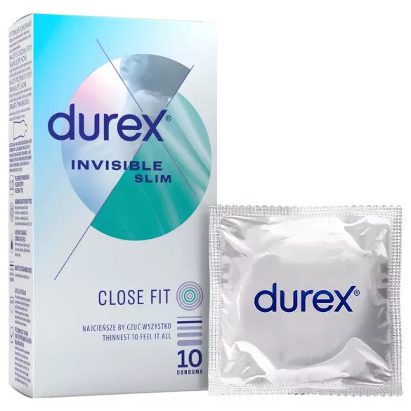 Durex Invisible Slim - ploni prezervatyvai - 10 vnt.