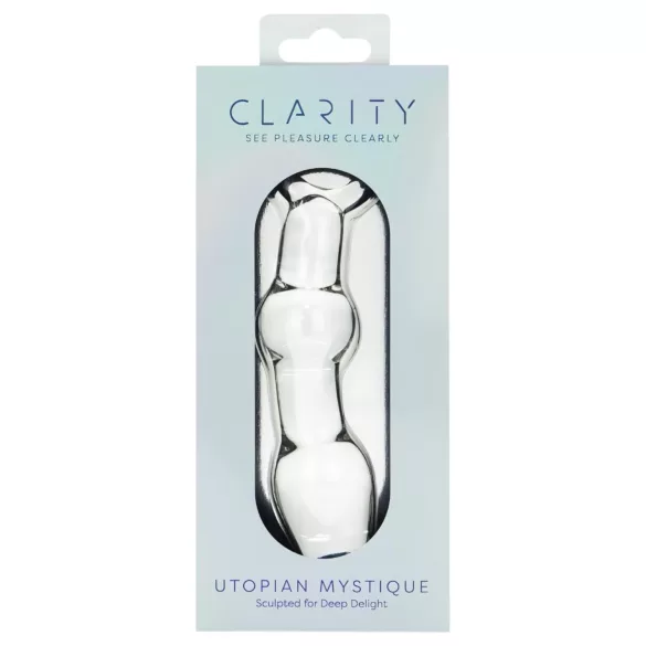 Clarity Utopian Mystique - gofruotas stiklinis analinis dildo (skaidrus)