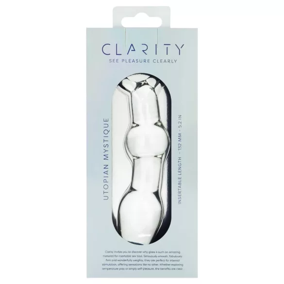 Clarity Utopian Mystique - gofruotas stiklinis analinis dildo (skaidrus)