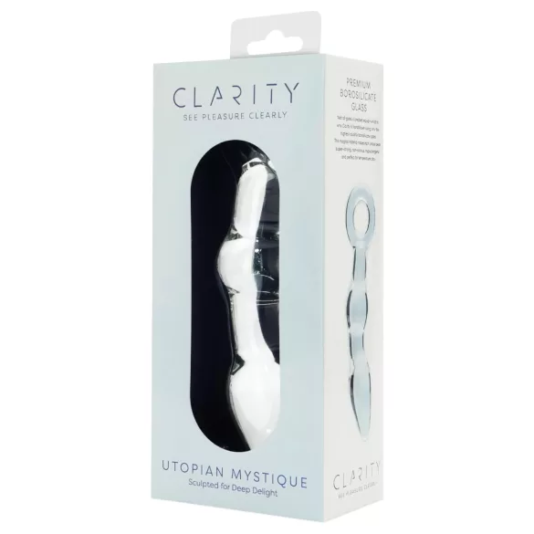 Clarity Utopian Mystique - gofruotas stiklinis analinis dildo (skaidrus)