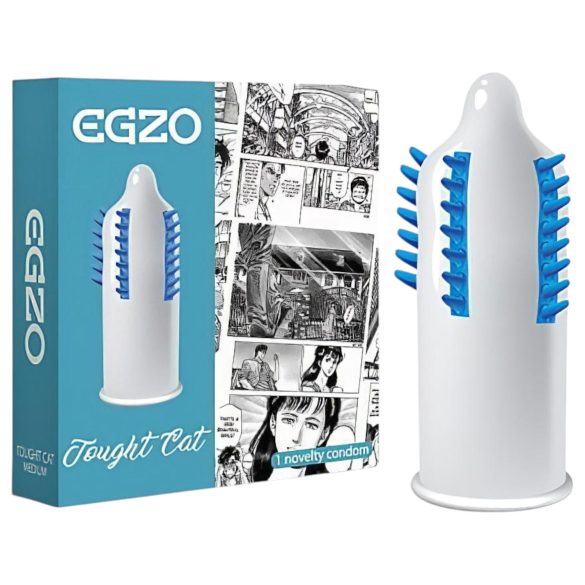 Egzo Tough Cat – grublus, dygliuotas prezervatyvas (1 vnt.)