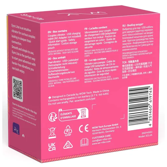 We-Vibe Sync Lite - poros vibratorius su nuotoliniu valdymu - rožinis