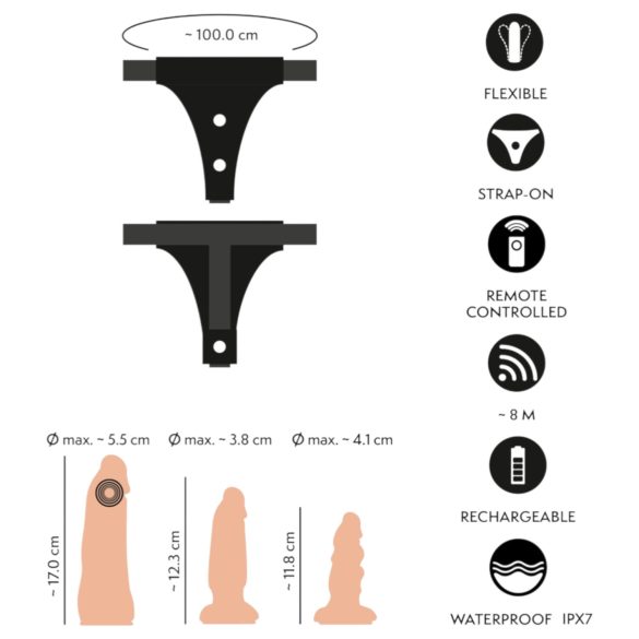 You2Toys - prisegamas dildo rinkinys - natūralios spalvos