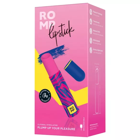 ROMP Lipstick - klitorinis stimuliatorius su oro bangomis - rožinis - įkraunamas