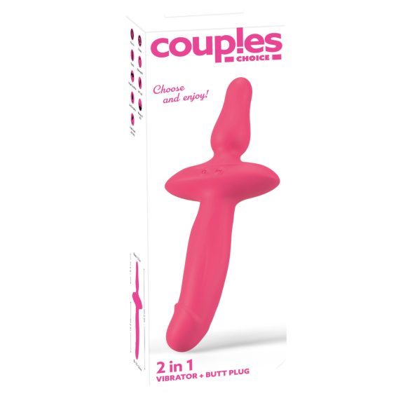 Couples Choice - vibratorius ir analinis kaištis 2in1 - rožinis