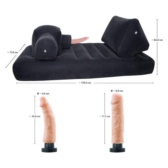 You2Toys Velvet Luxury - sekso mašina su integruota lova - juoda