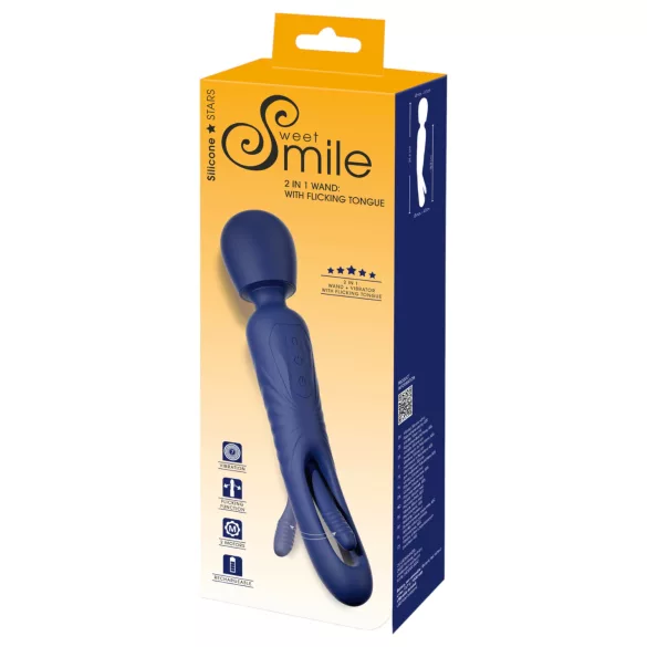 Smile - 2in1 liežuvinis masažuojantis vibratorius (mėlynas)