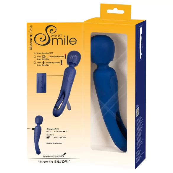 Smile - 2in1 liežuvinis masažuojantis vibratorius (mėlynas)