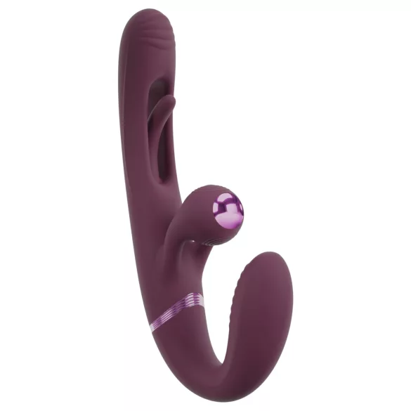 Javida - prisegamas dvigubas vibratorius be dirželio (violetinis)