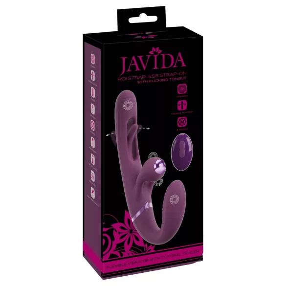 Javida - prisegamas dvigubas vibratorius be dirželio (violetinis)