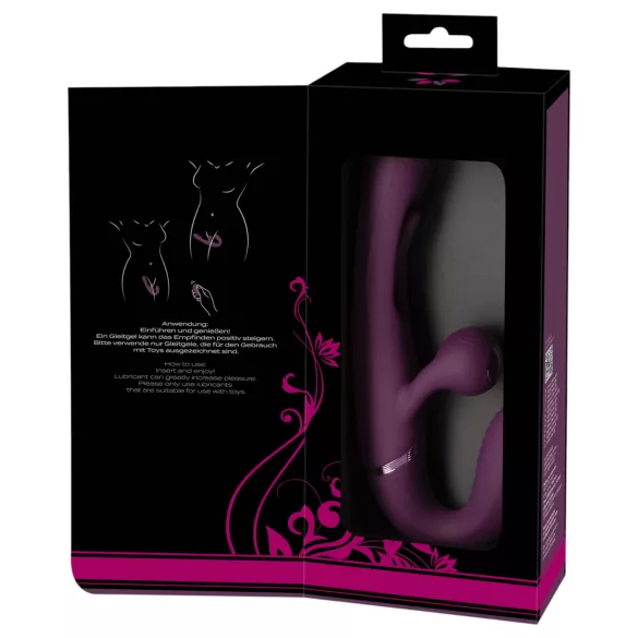 Javida - prisegamas dvigubas vibratorius be dirželio (violetinis)