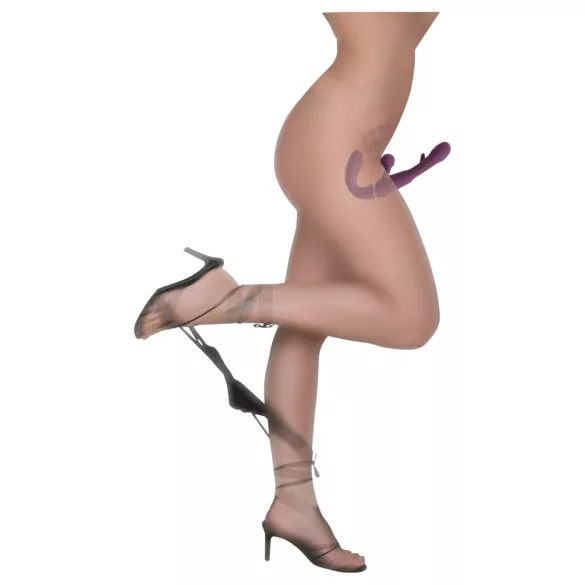 Javida - prisegamas dvigubas vibratorius be dirželio (violetinis)