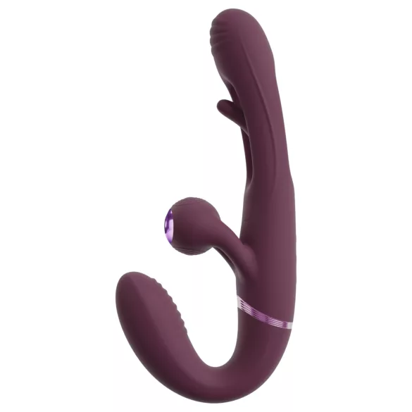 Javida - prisegamas dvigubas vibratorius be dirželio (violetinis)