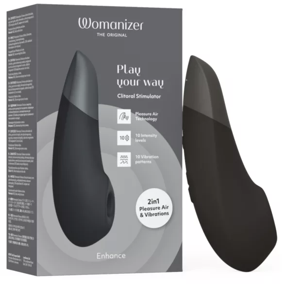 „Womanizer Enhance“ 2 viename oro bangų klitorio čiulptukas + vibratorius (juodas)
