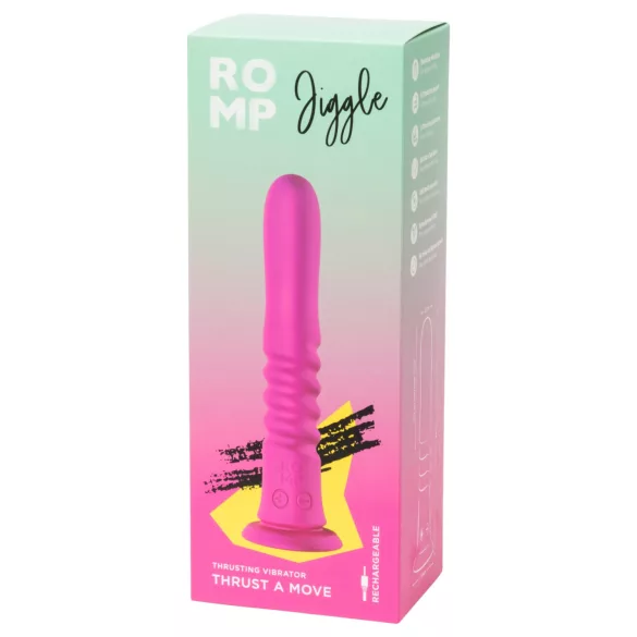 ROMP Jiggle - stumiantis vibratorius su siurbtuku (rožinis)