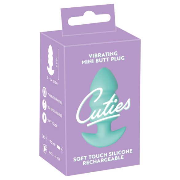Cuties Mini - analinis kaištis su vibracija - žalias, mažas, burbuliuotas