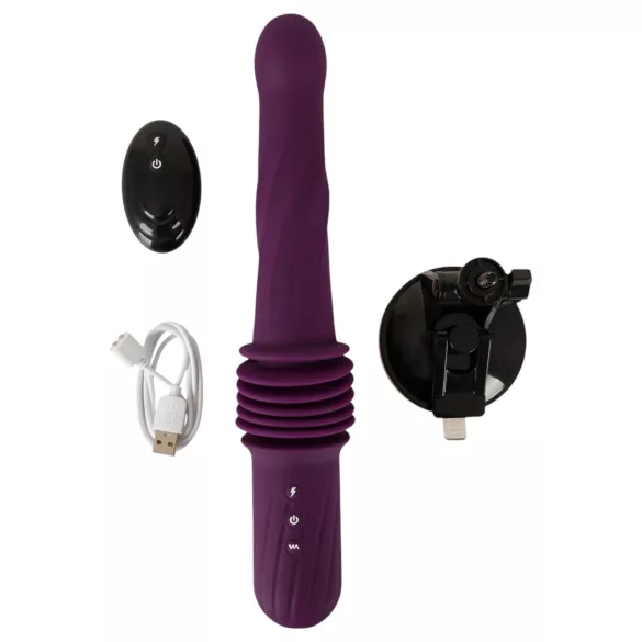 You2Toys - nuotoliniu pulteliu valdomas, šildomas stūmuojantis vibratorius (violetinis)