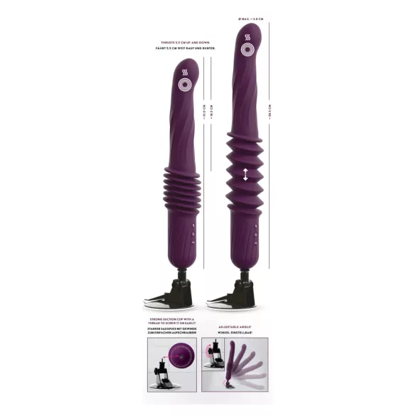 You2Toys - nuotoliniu pulteliu valdomas, šildomas stūmuojantis vibratorius (violetinis)