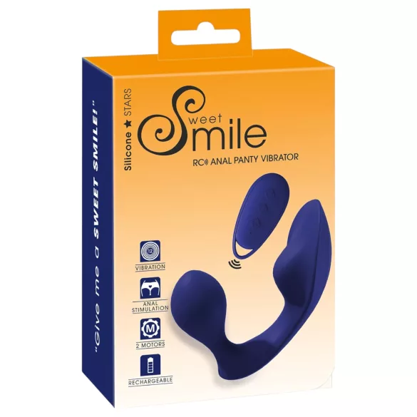 SMILE - nuotoliniu būdu valdomas analinis ir kelnaičių vibratorius - mėlynas