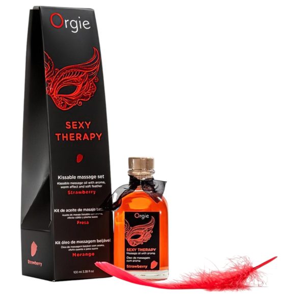 Orgie Sexy Therapy - masažo aliejų rinkinys - braškės
