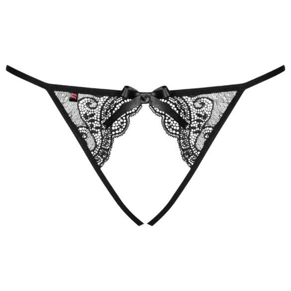 Obsessive Miamor - atviros nėriniuotos moteriškos kelnaitės - juodos, permatomos - L/XL