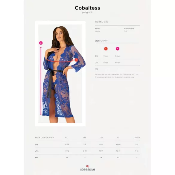 Obsessive Cobaltess - nėrinių chalatas (mėlynas) - L/XL