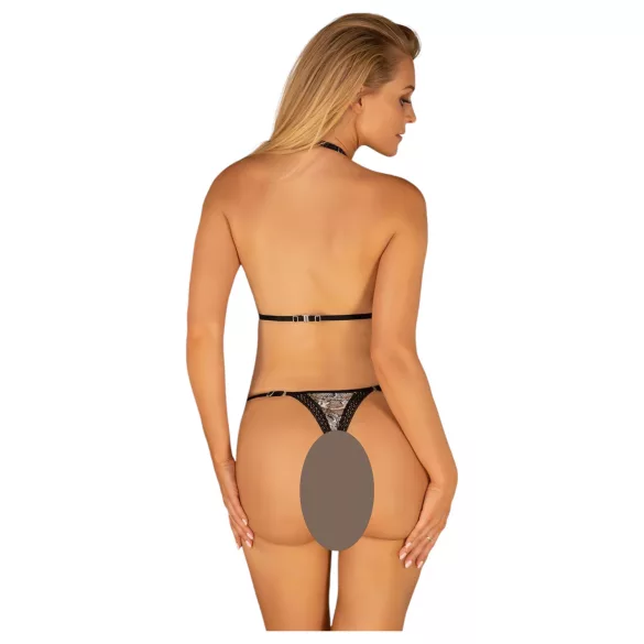 Obsessive Xenita - permatomas raštuotas liemenėlių rinkinys (pilka) - L/XL
