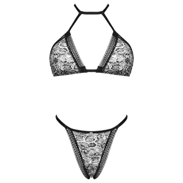 Obsessive Xenita - permatomas raštuotas liemenėlių rinkinys (pilka) - L/XL