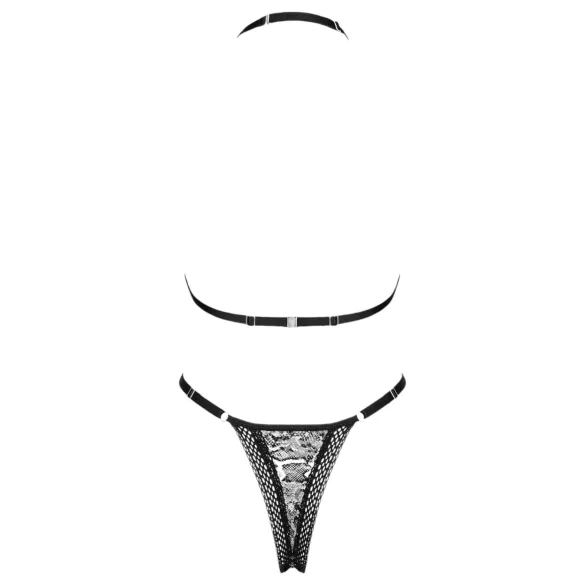 Obsessive Xenita - permatomas raštuotas liemenėlių rinkinys (pilka) - L/XL