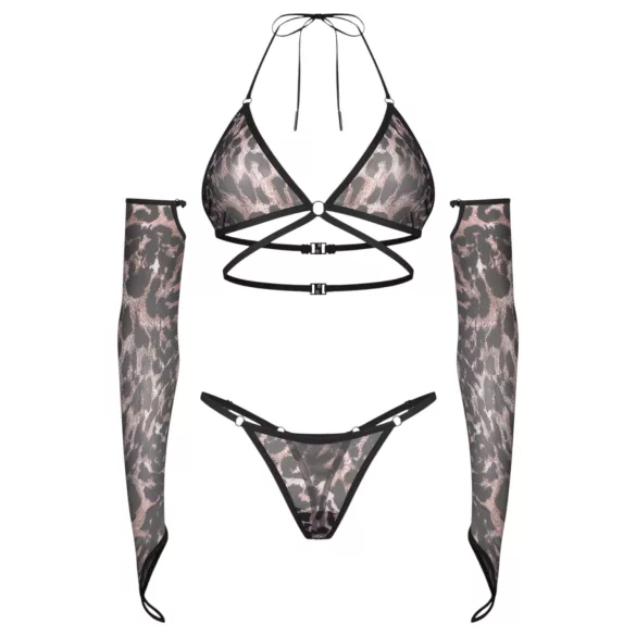 Obsessive Addia - leopardinio rašto tinklelio rinkinys - L/XL