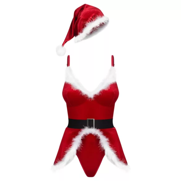 Obsessive Hot Santa - trijų dalių Kalėdų Senelio kostiumas moterims (raudonas) - L/XL