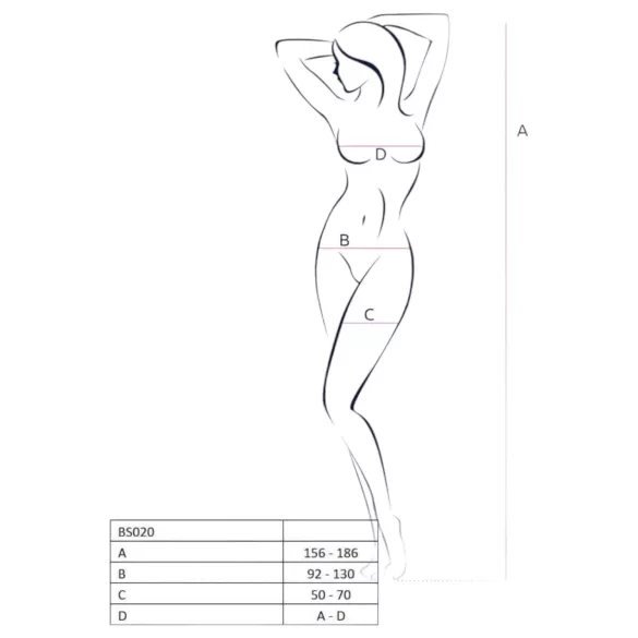 Passion BS020 - atvira dekoruota bodis - juoda - S-L