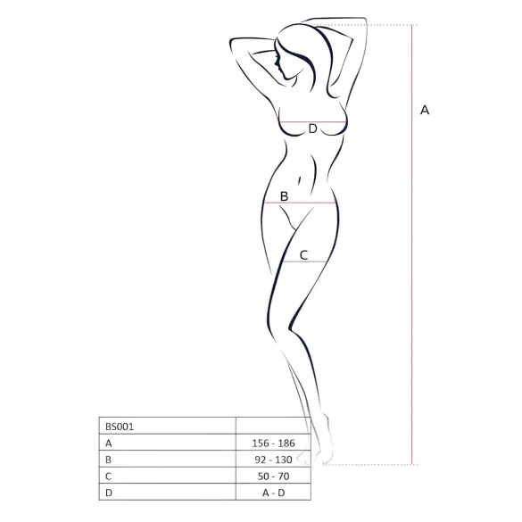 Passion BS024 - moteriškas seksualus neglige rinkinys su širdelėmis - juodas