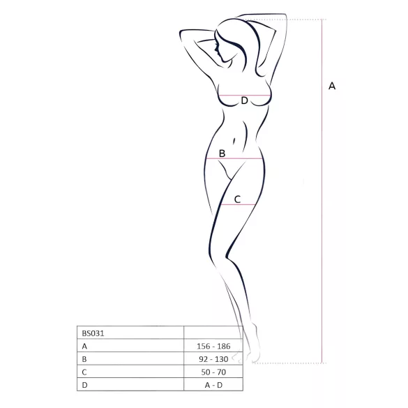 Passion BS031 - atvira bodis moterims - balta - S-L