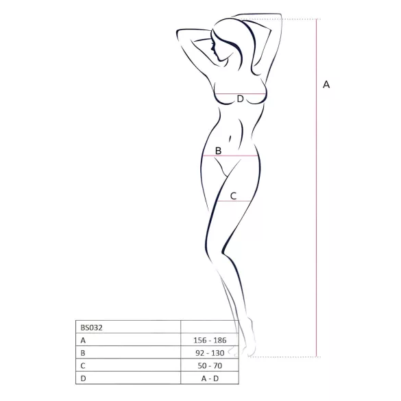 Passion BS032 - atvira tinklinė bodis - raudona - S-L