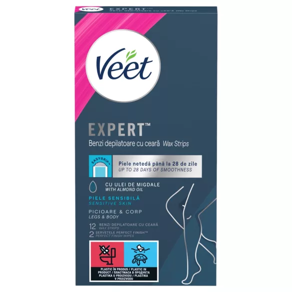 Veet Expert - depiliacinės vaško juostelės sausai odai - 12 vnt