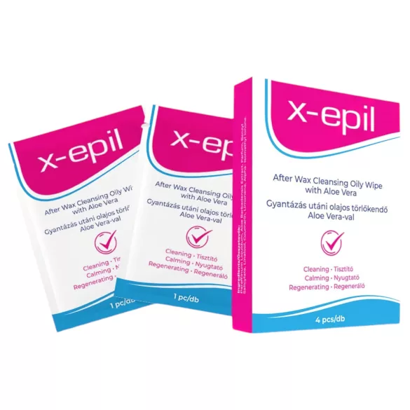 X-Epil - servetėlės po depiliacijos aliejinės - Aloe Vera - 4 vnt