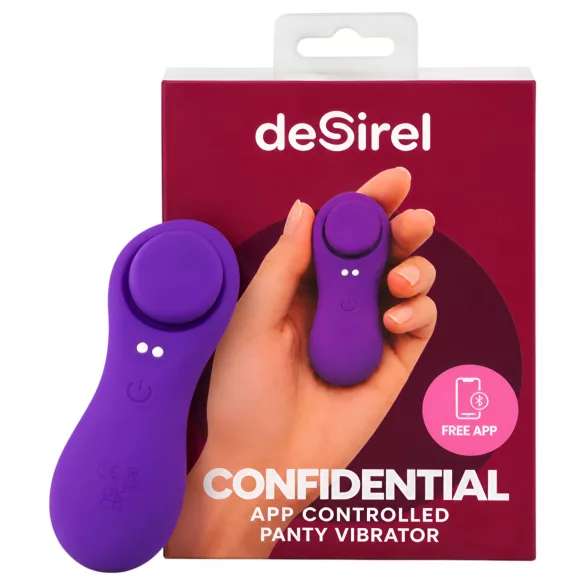 Desirel Confidential - dėvimas, programėle valdomas kelnaičių vibratorius (violetinis)