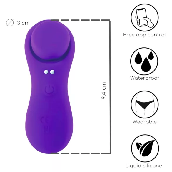 Desirel Confidential - dėvimas, programėle valdomas kelnaičių vibratorius (violetinis)