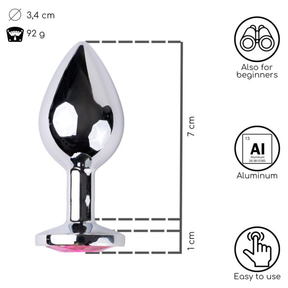 Desirel - analinis kaištis - sidabrinis su rožiniu brangakmeniu - M dydis