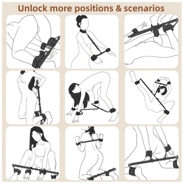 Lonely - kojų išskėtimo strypas su antrankiais - reguliuojamas - juodas